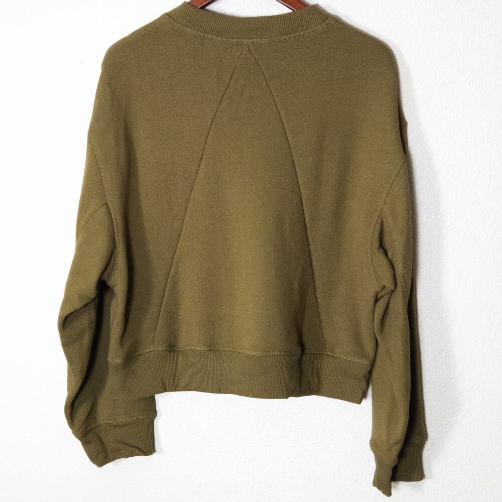 Rag & Bone Cropped Sweatshirt L Olive Minimalist Indie Normcore Modern - Picture 2 of 9